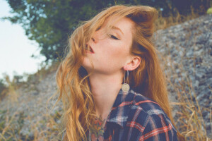 earring, Female, flannel, girl, Hattie Watson, model, redhead, tattoo