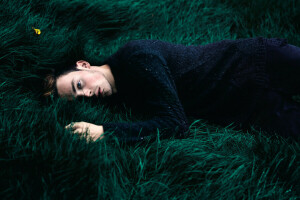 grass, guy, sweater