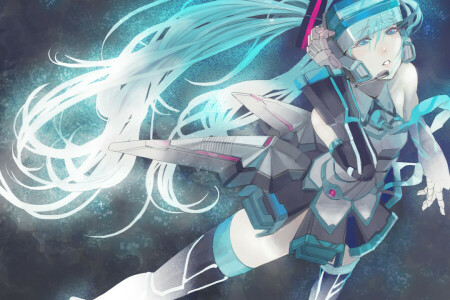 kunst, meisje, hatsune miku, microfoon, Moruga, project diva, vocaloid