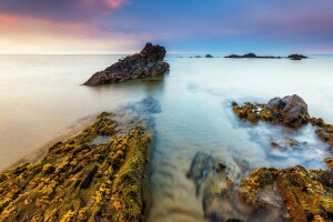 landscape, rocks, sea