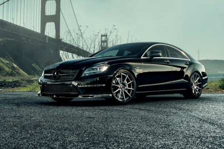 2015, AMG, black, C218, CLK-Class, CLS 63, Mercedes-Benz, sedan