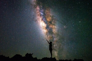 menina, estrelas, o céu