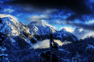 HDR, bjerge, natur, Foto, sne, USA, vinter