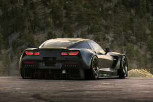 black, by Khyzyl Saleem, car, Corvette, future, Race, tuning