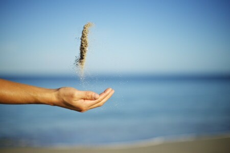 un puñado, arena, mano, Jamie Frith, foto, fotógrafo, arena