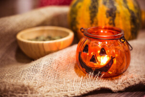 Halloween, lampada, zucca