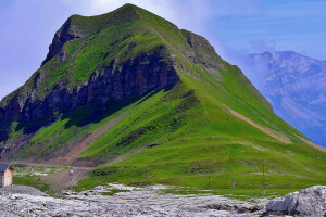 France, grass, Haute-Savoie, house, Mountain