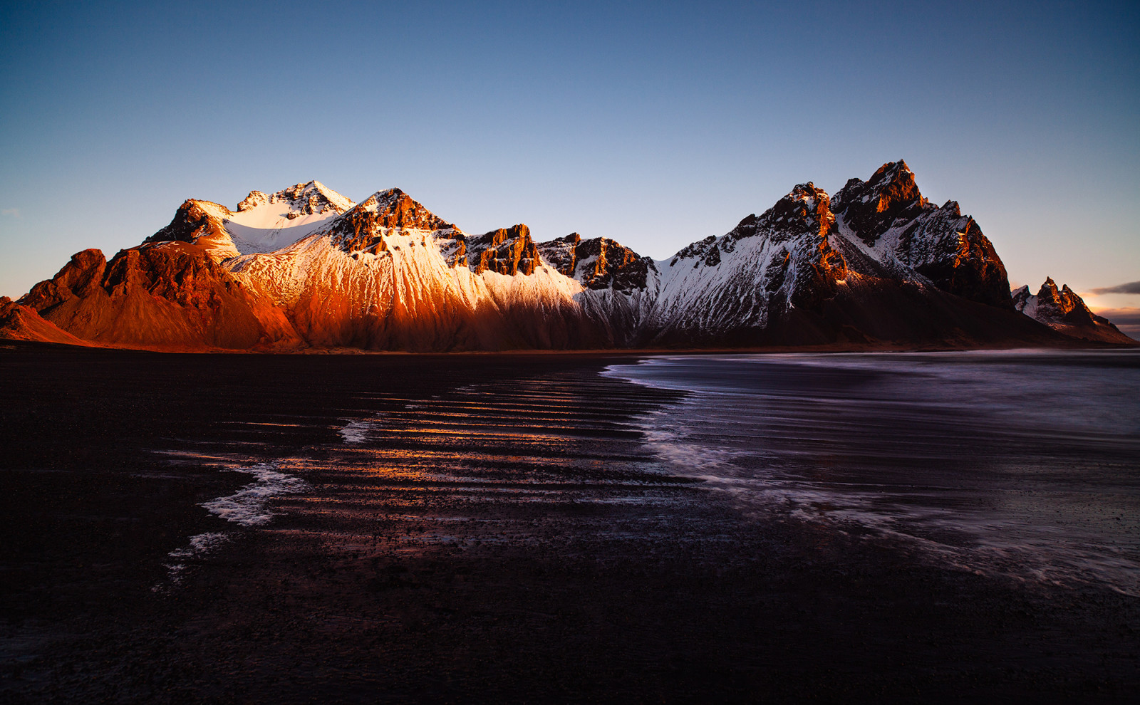 lys, hav, bjerge, Island, Vestrahorn, Stockksness