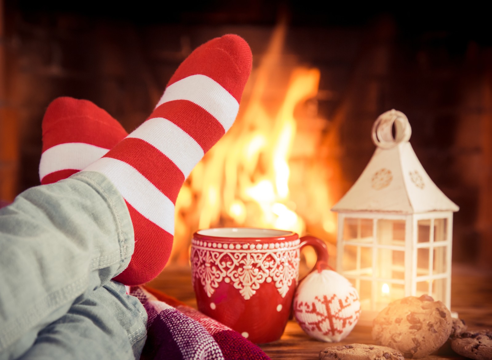 New Year, Christmas, decoration, Xmas, fire, Cup, fireplace