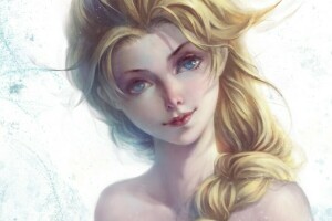 arte, treccia, Disney, Elsa, Congelato, ragazza, tagliatelle