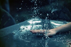 Hand, spritzen, Wasser