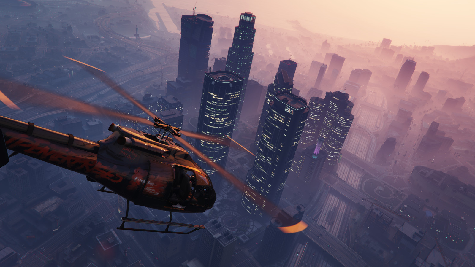 byen, solnedgang, by, spil, GTA 5, Grand Theft Auto V, GTA V