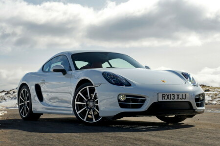 Auto, Cayman, gut aussehend, Porsche, Die Front, der Himmel, Hintergrund