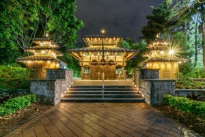 Australië, Brisbane, megapolis, nacht, tempel