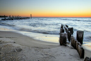 paesaggio, mare, tramonto