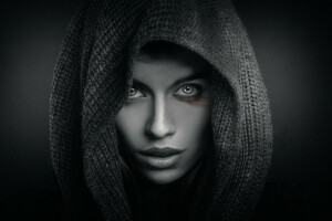 fille, capuche, Joachim Bergauer, maquillage