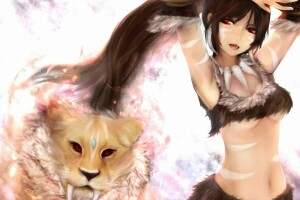 искусство, клыки, девушка, Лига Легенд, Лео, Nidalee