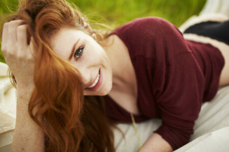 girl, red, redhead, smile, smiling