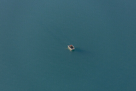 bateau, pêcheur, Lac