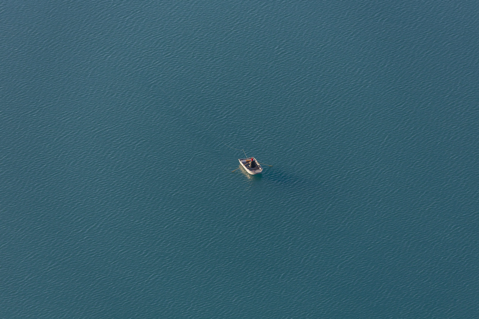 lago, barco, pescador