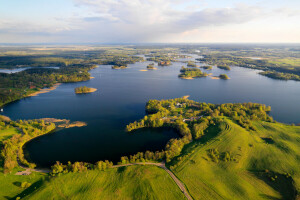 BELLEZZA, campo, lago, Lituania, panorama