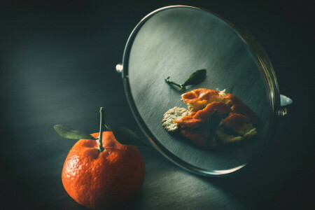 background, Mandarin, mirror