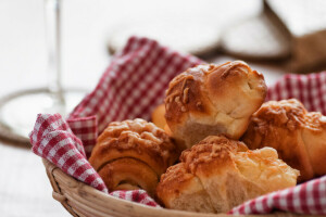 basket, delicious, muffin, napkin