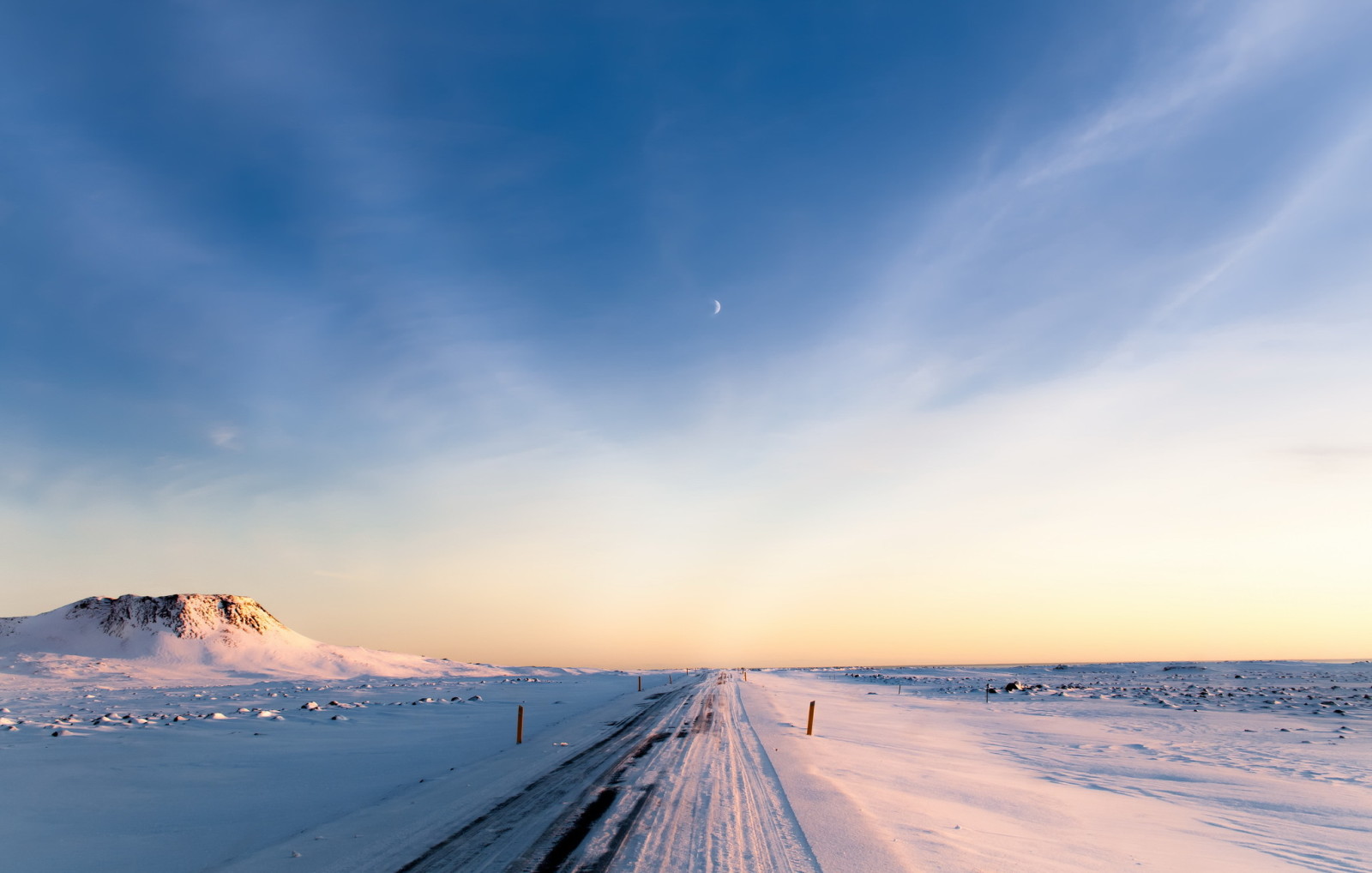 der Himmel, Winter, Straße, Morgen, Der Mond, Island