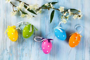 branch, Easter, eggs, flowers, holiday, wall