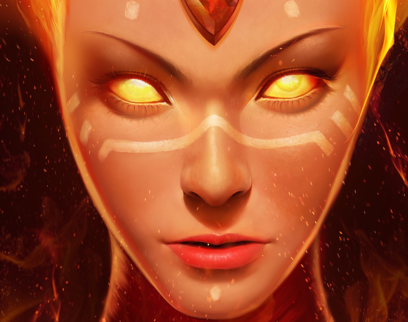 the game, art, fire, Dota 2, Lina