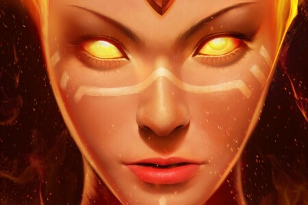 art, Dota 2, fire, Lina, the game