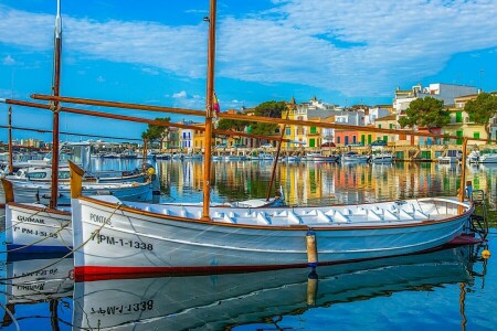 Barche, Porto, Maiorca, Mallorca, porta, Porto Colom, Portocolom, Spagna