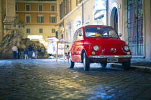 500px, stad, Klassiek, Fiat, lichten, nacht, mensen, reflectie