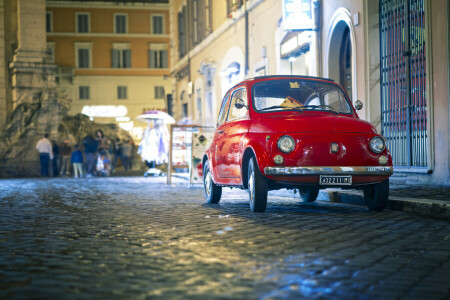 500px, by, klassisk, Fiat, lys, nat, mennesker, afspejling