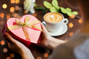 café, taza, corazón, amor, romántico, dulce