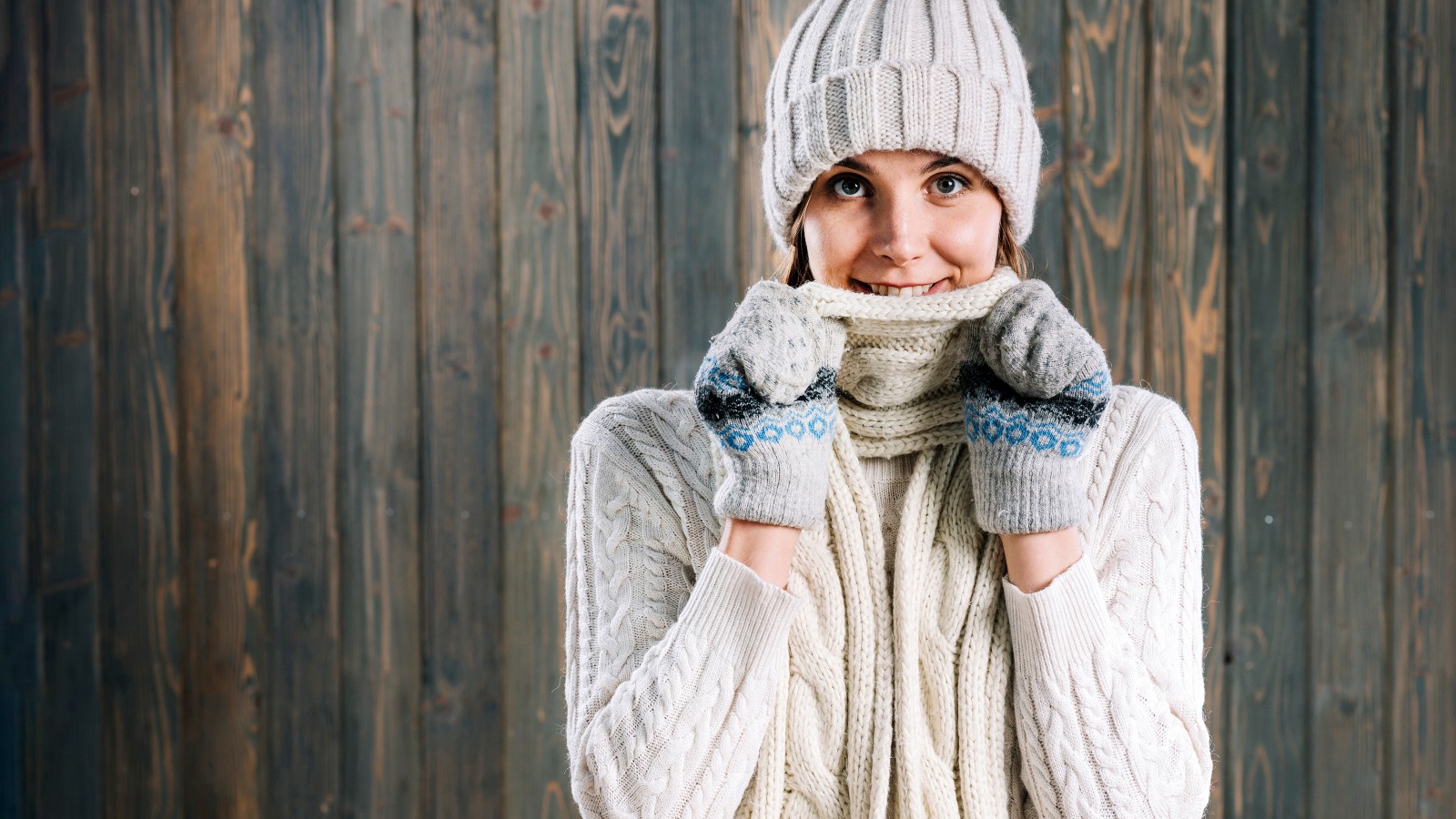 Mira, actitud, antecedentes, cara, bokeh, retrato, invierno, sonrisa