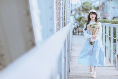 asian, flowers, girl