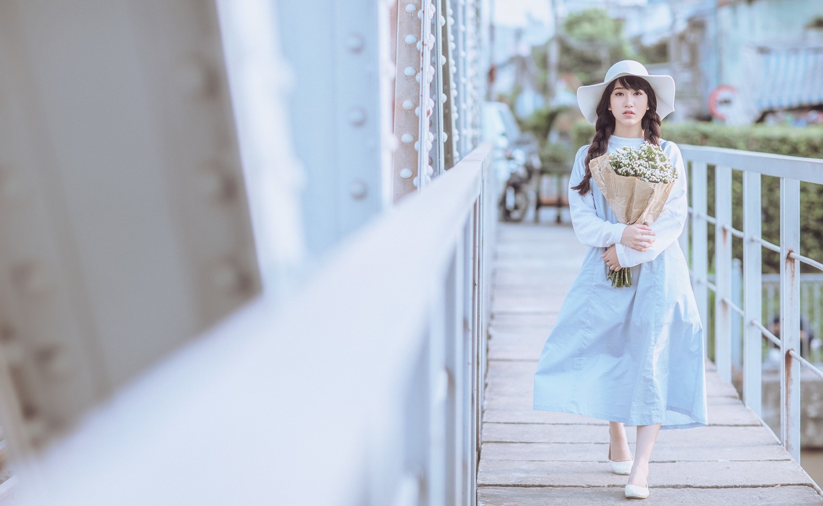 girl, flowers, asian