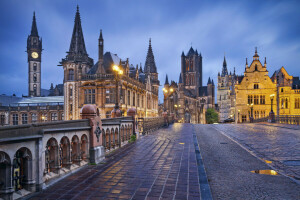 Belgium, Bridge, building, Ghent