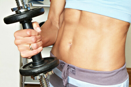 abs, dumbbell, sport