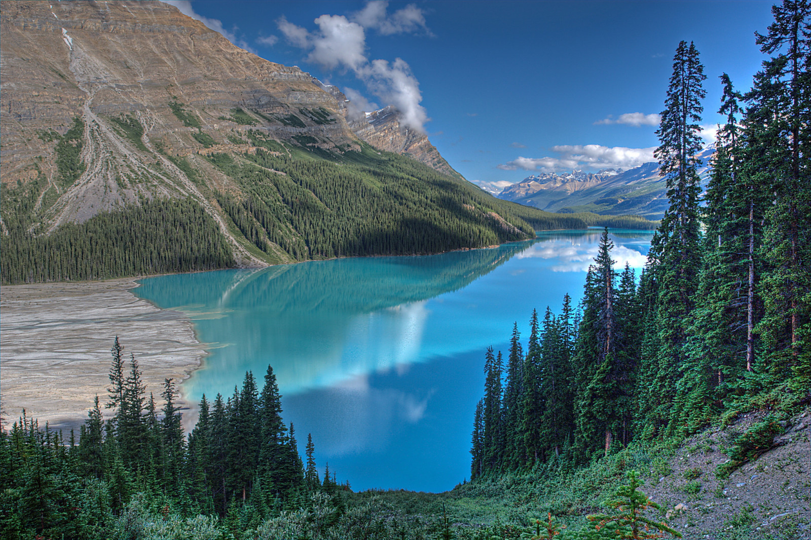 forêt, Le ciel, Lac, des arbres, montagnes