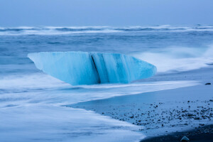 floe, ice, Iceland, lump, sea, shore, storm, wave