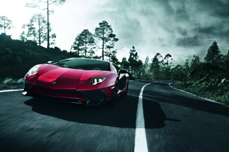 Aventador, Lamborghini, LP-750, rouge, Superveloce