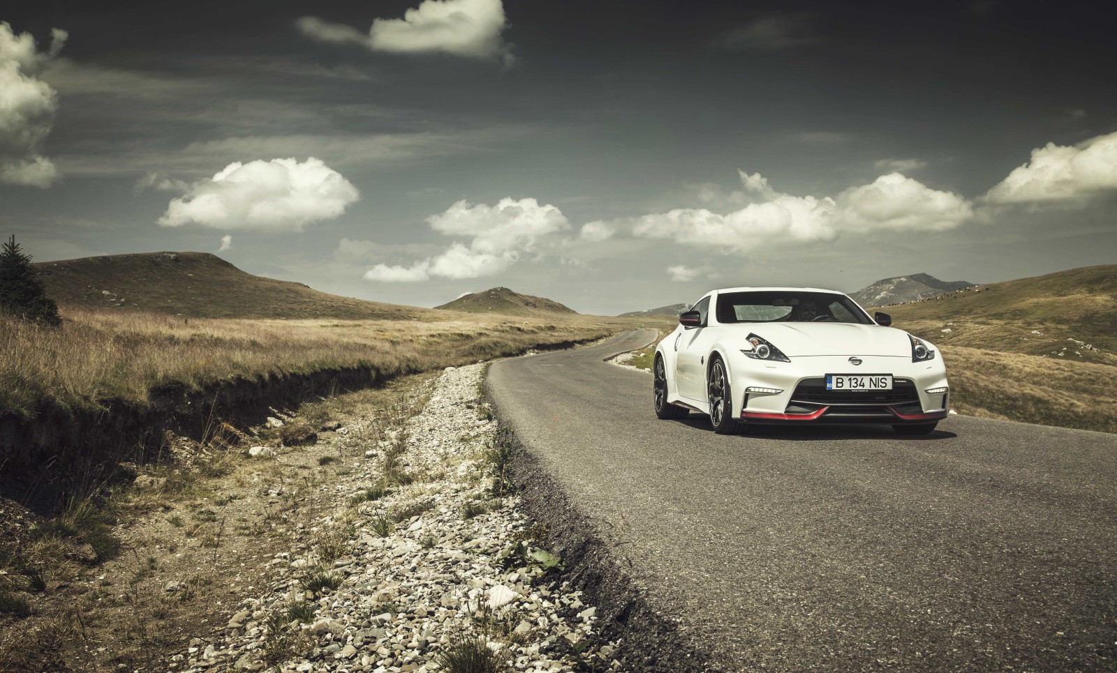 Straße, Wolken, Hügel, Nissan, 370Z