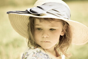 fille, chapeau, portrait