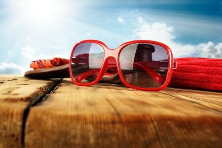 clouds, glasses, red, summer, the sky