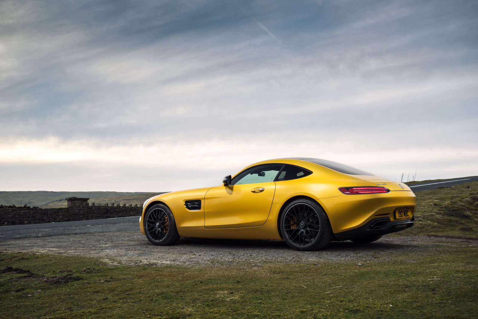 keltainen, mercedes, AMG, C190, 2015, GT S, UK-spec