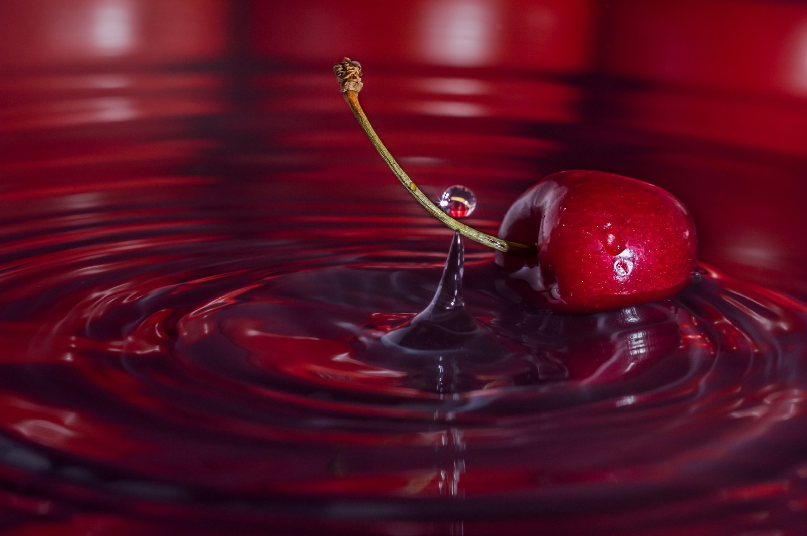 macro, water, Cherry, berry, drop