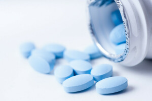 Blue Pills, macro, medicine, open bottle