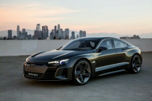 2018, Audi, coupe, e-tron GT Concept, wolkenkrabbers, de vierdeurs